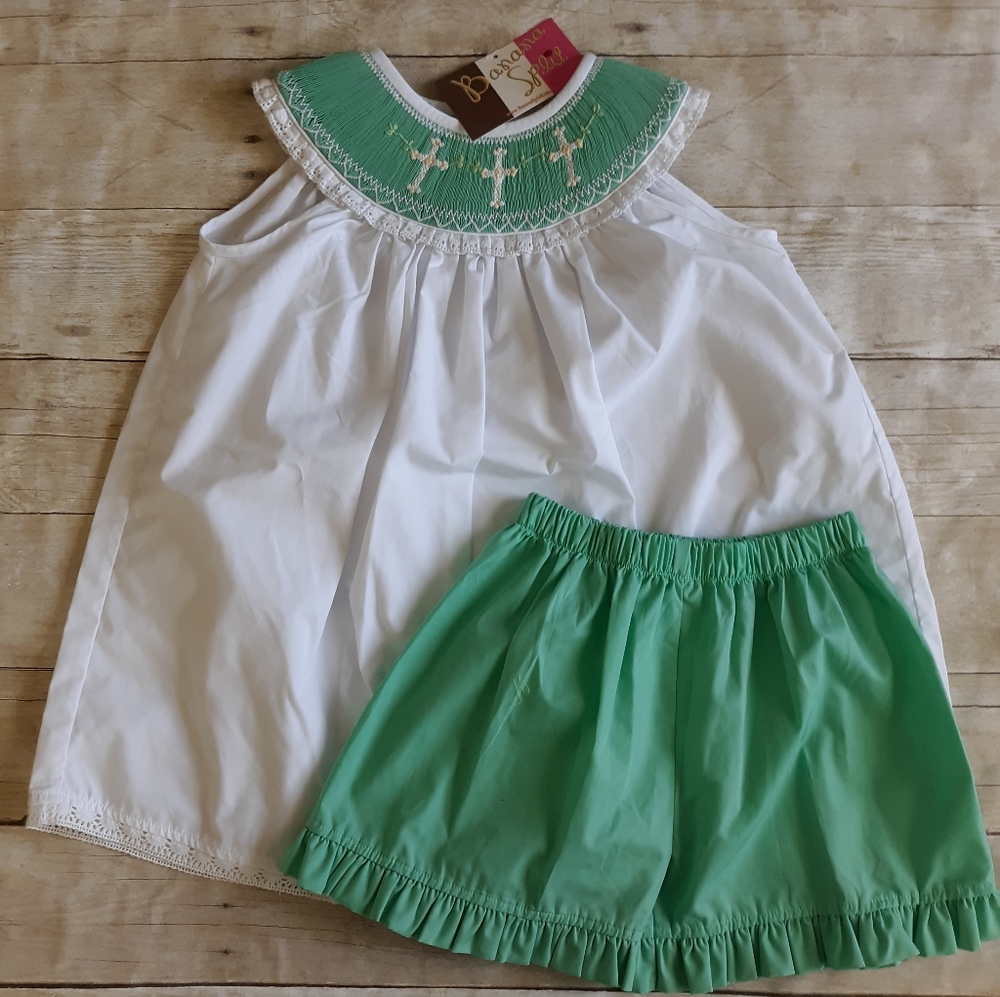 Banana Split Smocked Cross Girls 2 Piece Set